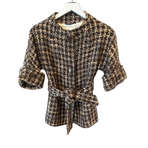 Kate Spade Tweed Belted Jacket - Houndstooth, Designer Classic - Picture 1 of 10